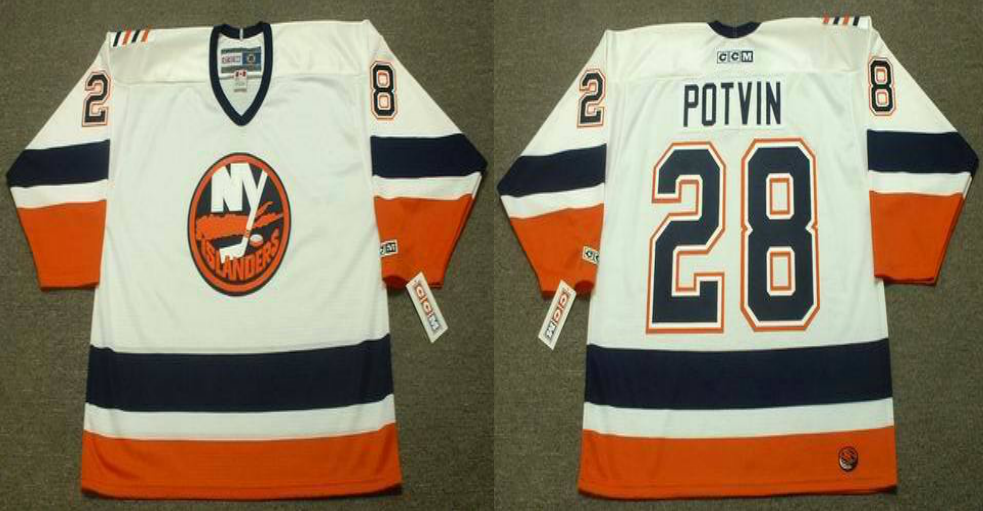 2019 Men New York Islanders #28 Potvin white CCM NHL jersey->new york islanders->NHL Jersey